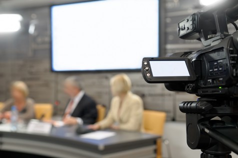 Camcorder at a news conference.