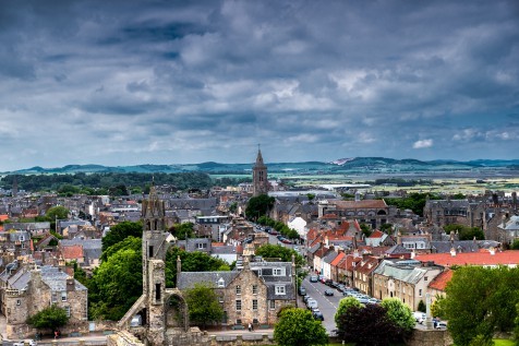 St Andrews city view from cathedral tower. Scotland